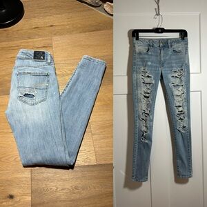 Ripped skinny jegging American Eagle size 4